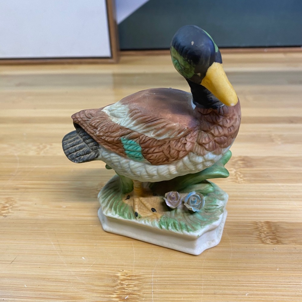 Unbranded Mallard Duck Figurine OS Brown Hand Painted Porcelain Rustic Decor